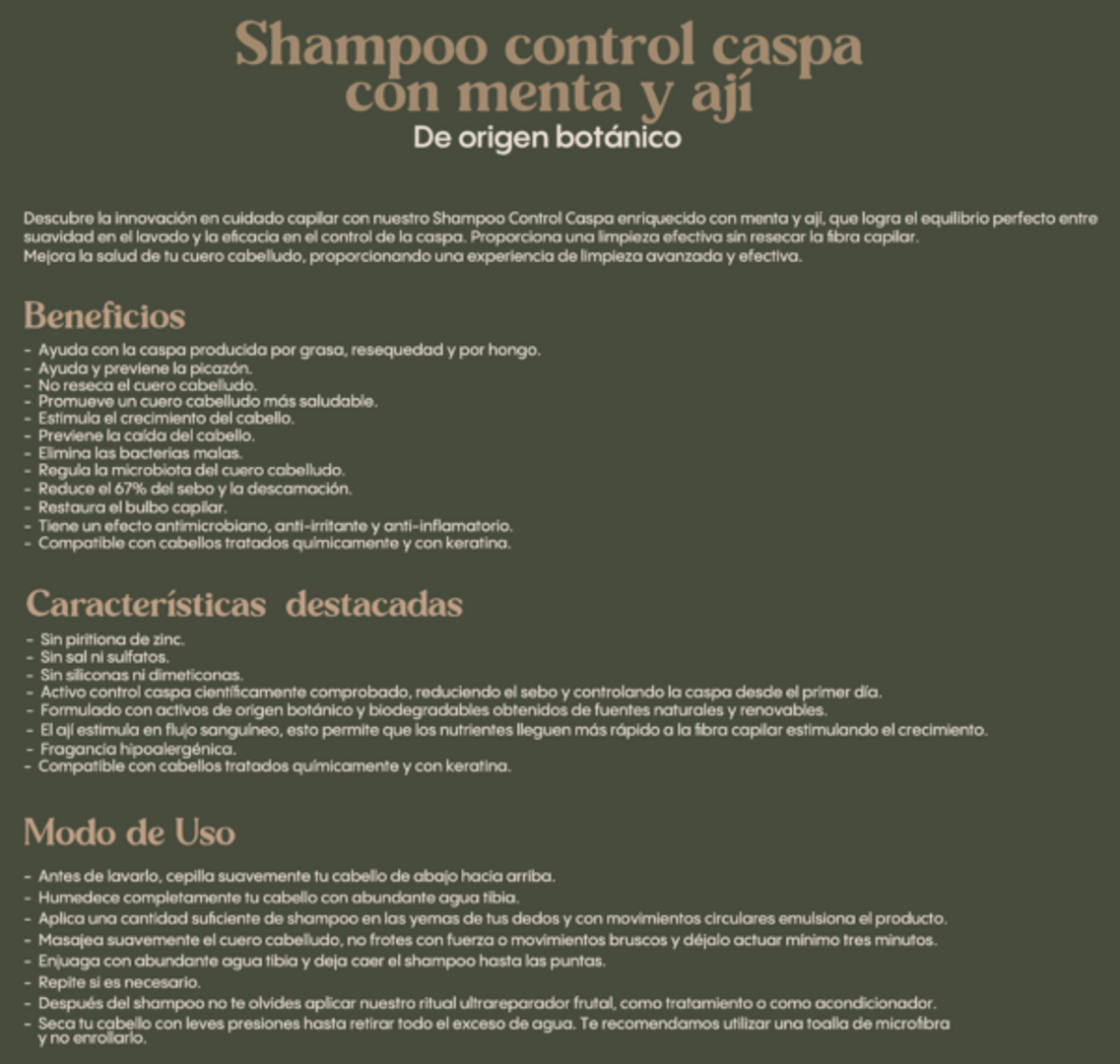 SHAMPOO MENTA Y AJI RITUAL BOTANICO