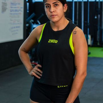 CAMISILLA  CORTA  NEGRO LOGO AMARILLO NEON - imagen 1