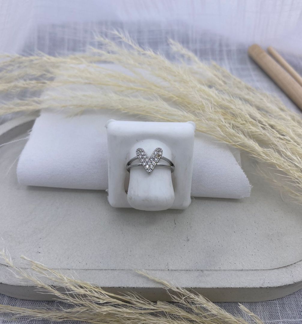 Anillo corazones, plateado, covergold 
