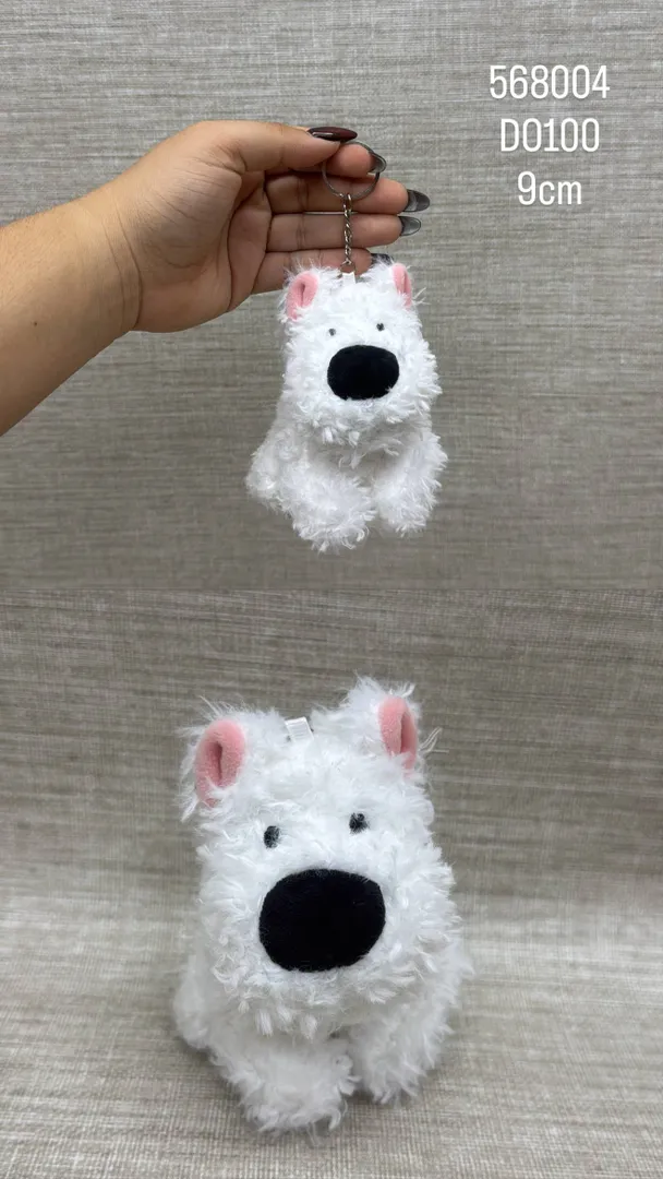 LLAVERO DE PERRITO BLANCO 9 CM 