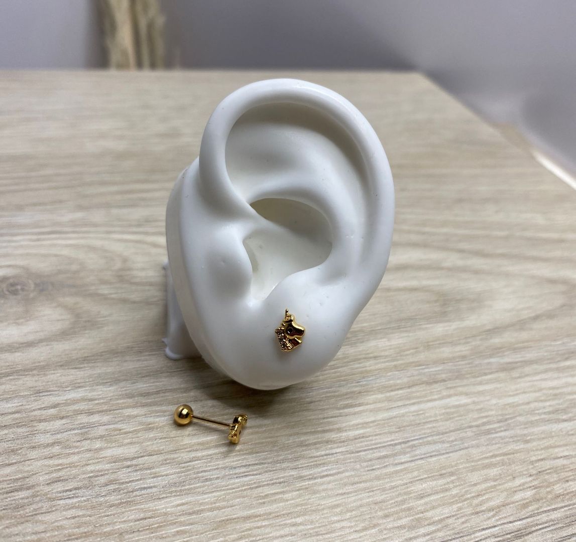 Topo de seguridad, unicornio con piedra blanca, covergold 