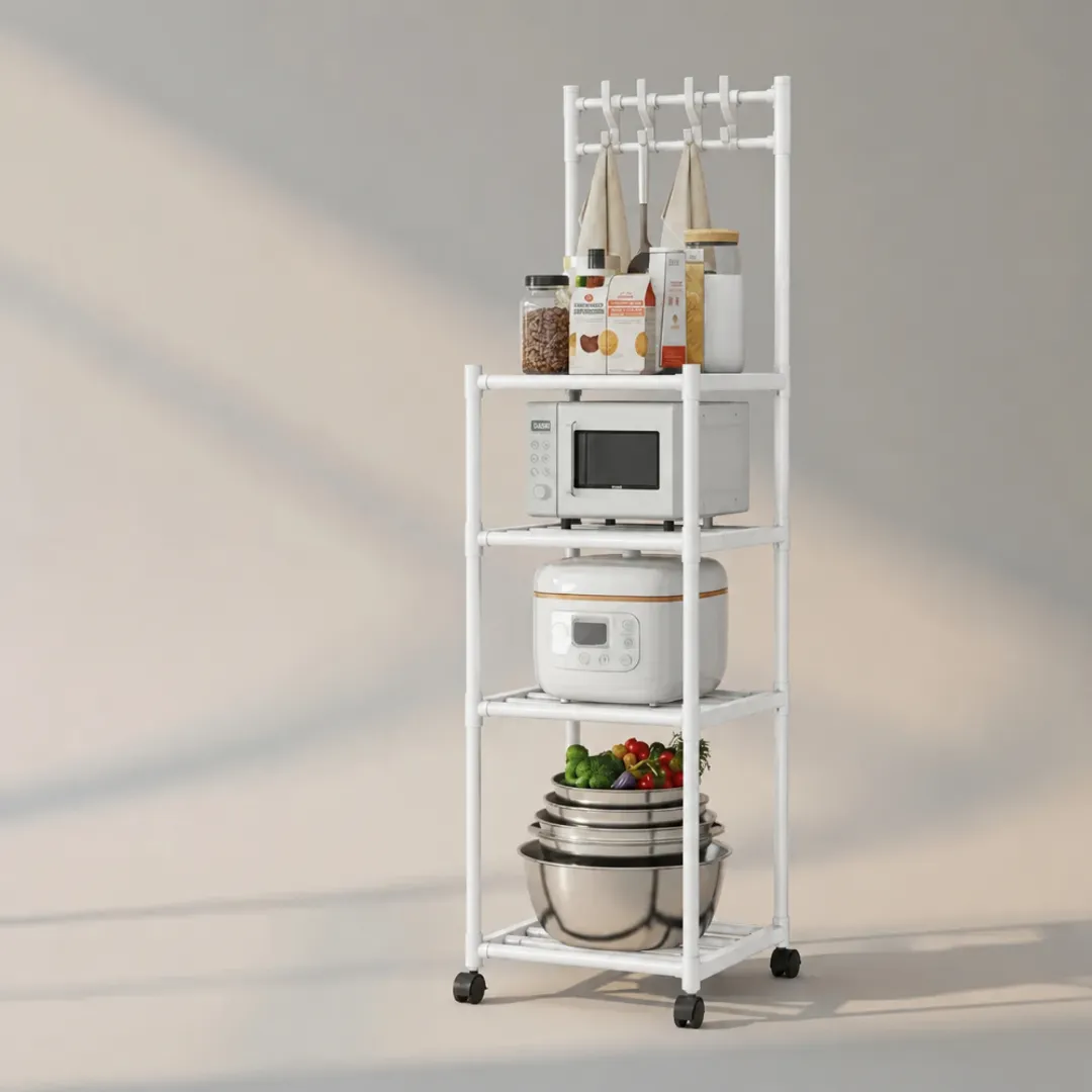 CARRITO ORGANIZADOR MULTIFUNCIONAL 4 ESTANTES METALICO HOOK