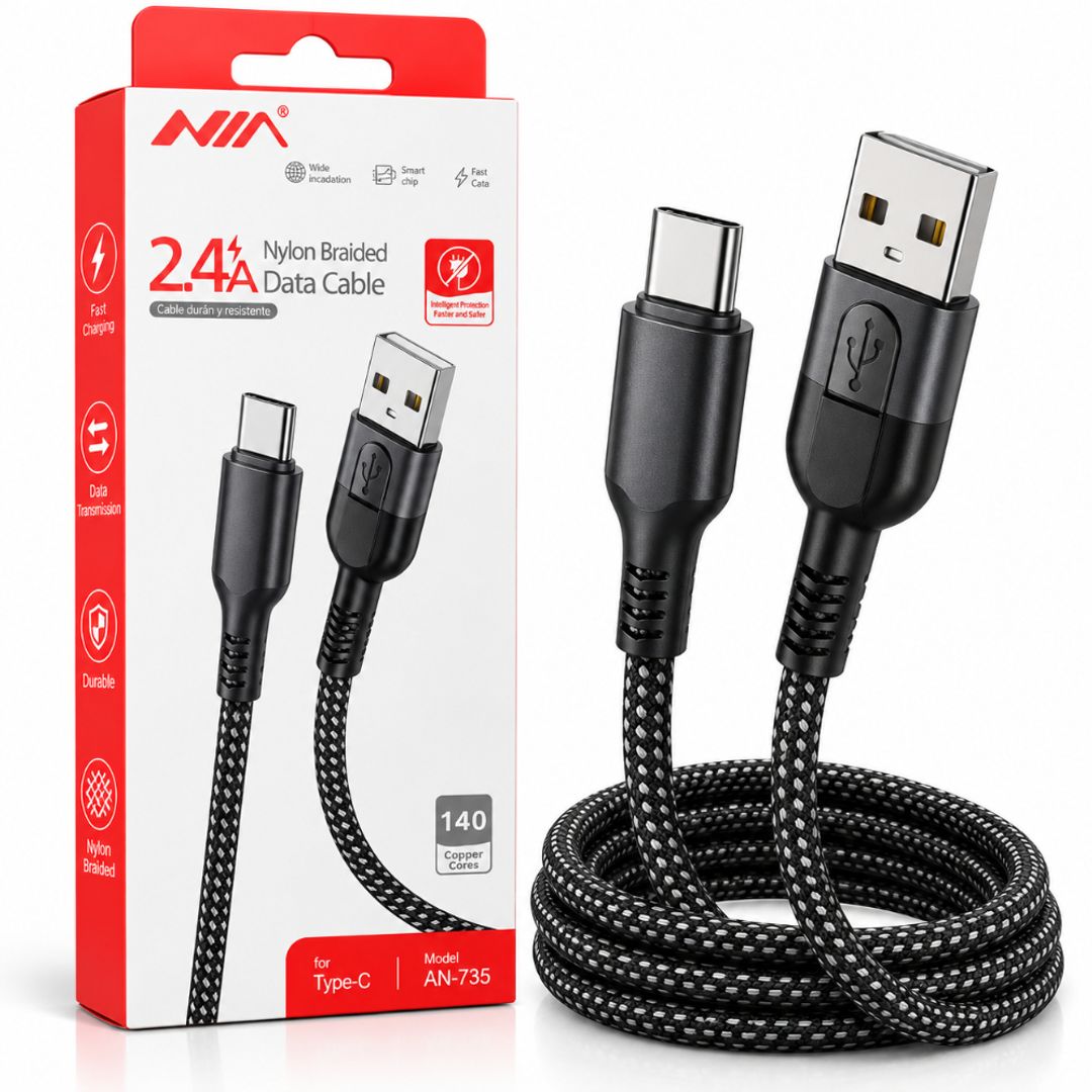 Cable USB a Tipo C NIA AN-735 – Resistente y práctico