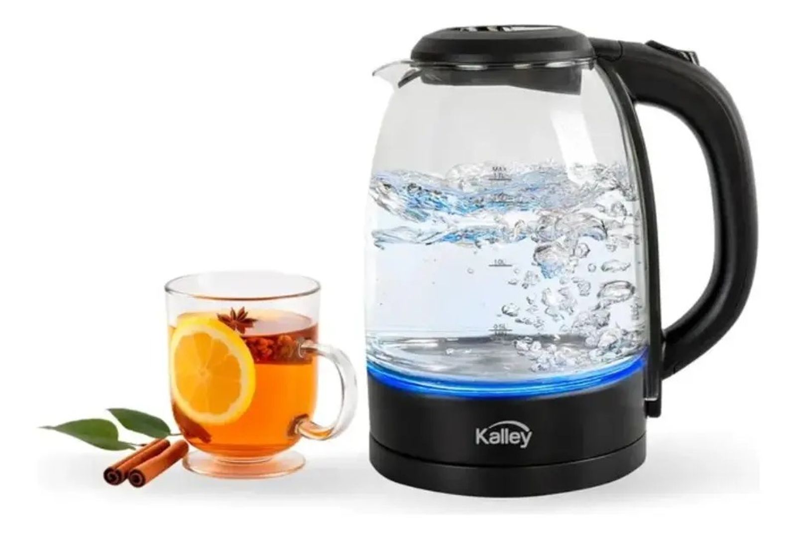 Hervidor De Agua Kalley K-HAV Vidrio 1.7L Negro