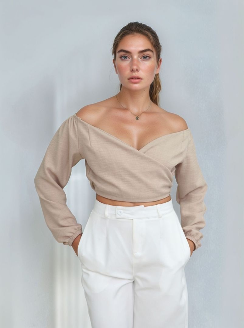 BLUSA CRUZADA MANGA BOMBACHA 