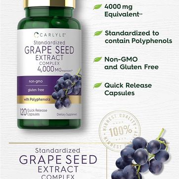 Extracto de Semilla de Uva | 4,000 mg | 120 unidades | Complejo de extracto estandarizado con polifenoles - imagen 1