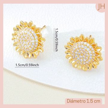 Topitos Girasol Dorados Rodio  - imagen 2