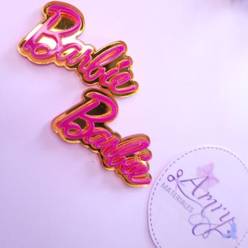 Acrílico 5x2.8cm Barbie Dorado y fucsia  - imagen 2