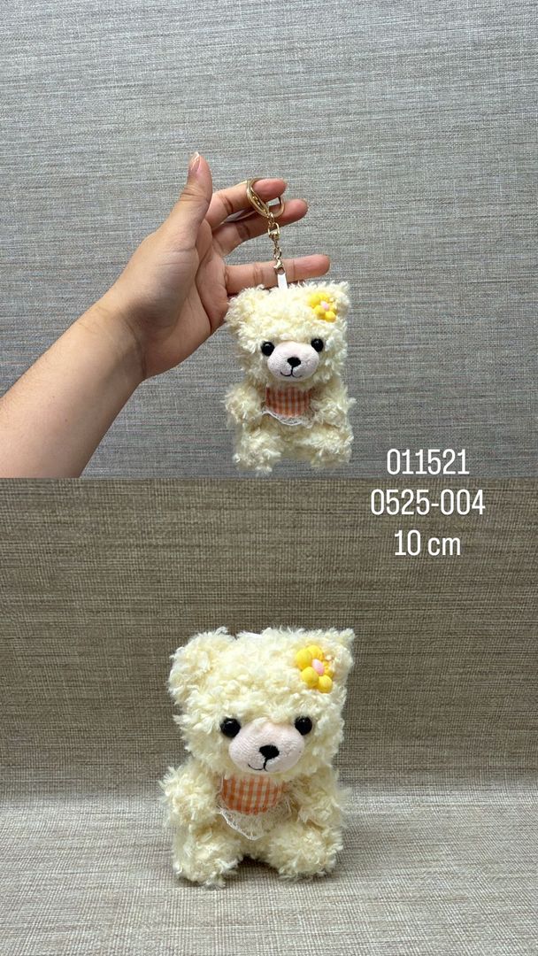 LLAVERO OSO RIZADO AMARILLO CLARO 10 CM