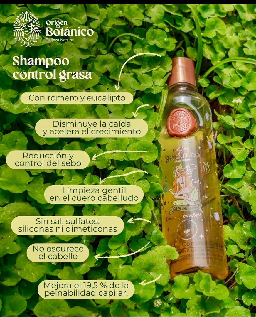 ORIGEN BOTÁNICO SHAMPOO CONTROL GRASA CON ROMERO Y EUCALIPTO