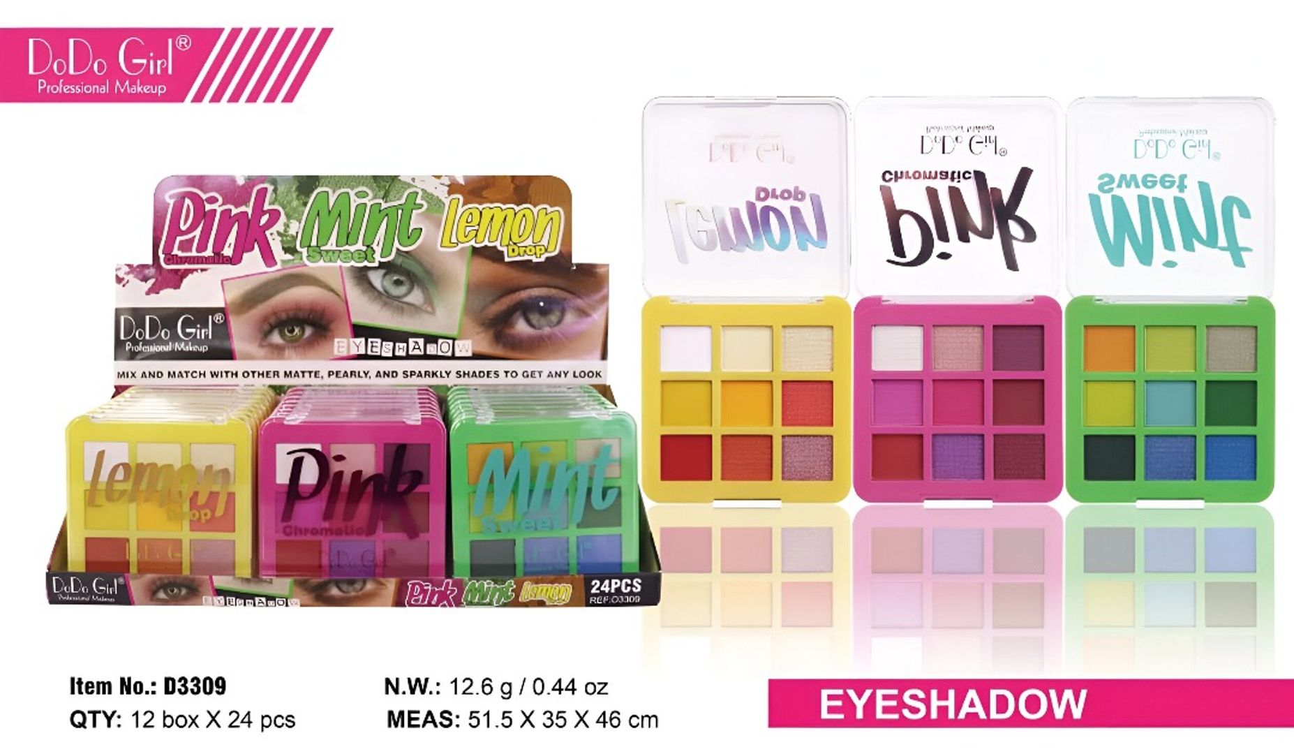 Paletas de sombras "Pink Mint Lemon Drop" de DoDo Girl