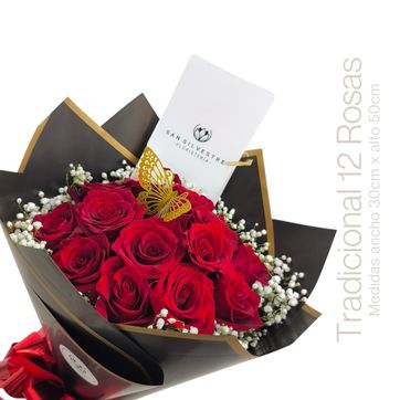 BOUQUET TRADICIONAL 12 ROSAS - imagen 1
