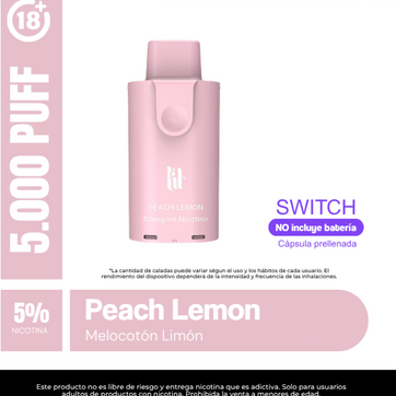 Imagen del producto Lit Pod Switch Peach Lemon 5% Nic 5.000 Puffs