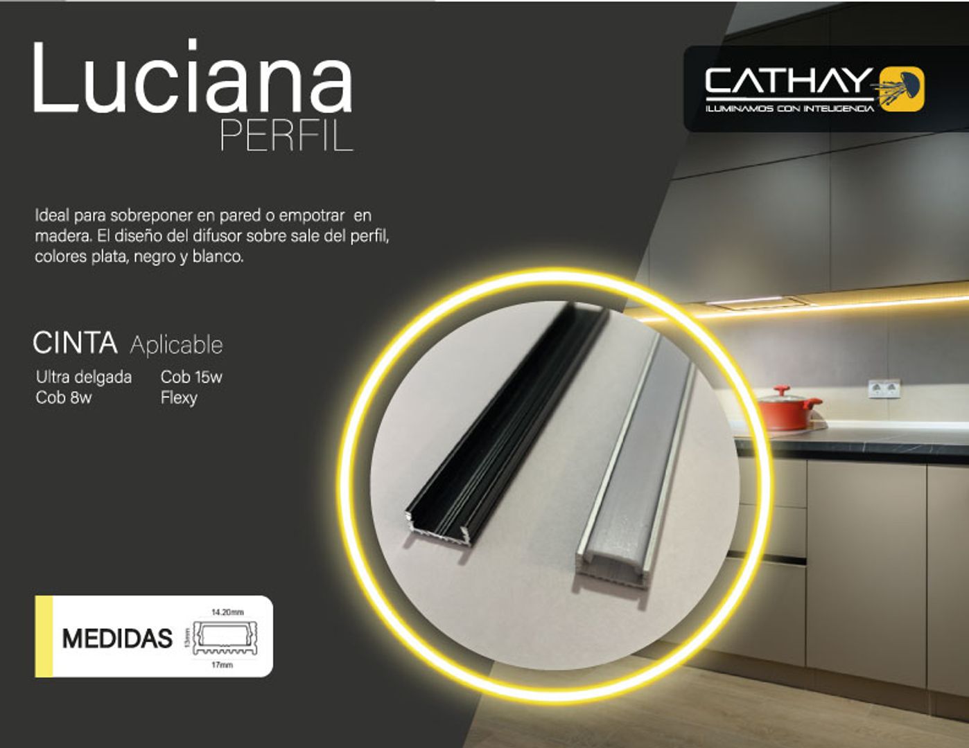 PERFIL COMA CON PANTALLA ACRILICA OPALIZADA (LUCIANA) 3mts