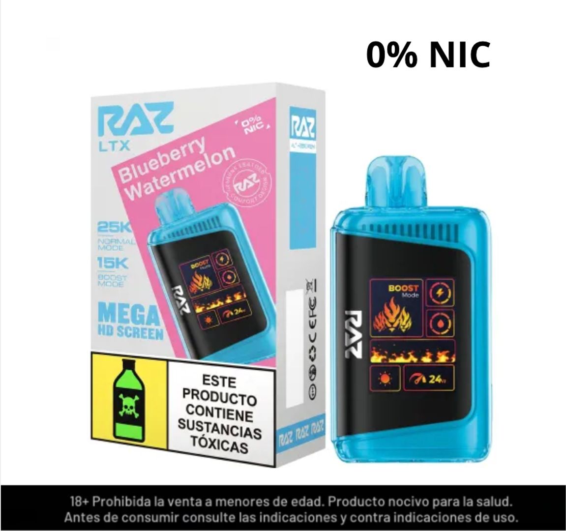 Raz Blueberry Watermelon Sin Nicotina 25.000 Puffs