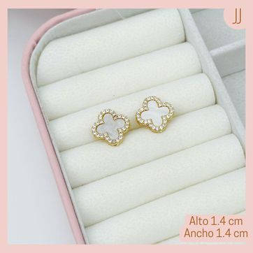 Imagen del producto Aretes Topo Trebol Blanco Rodio