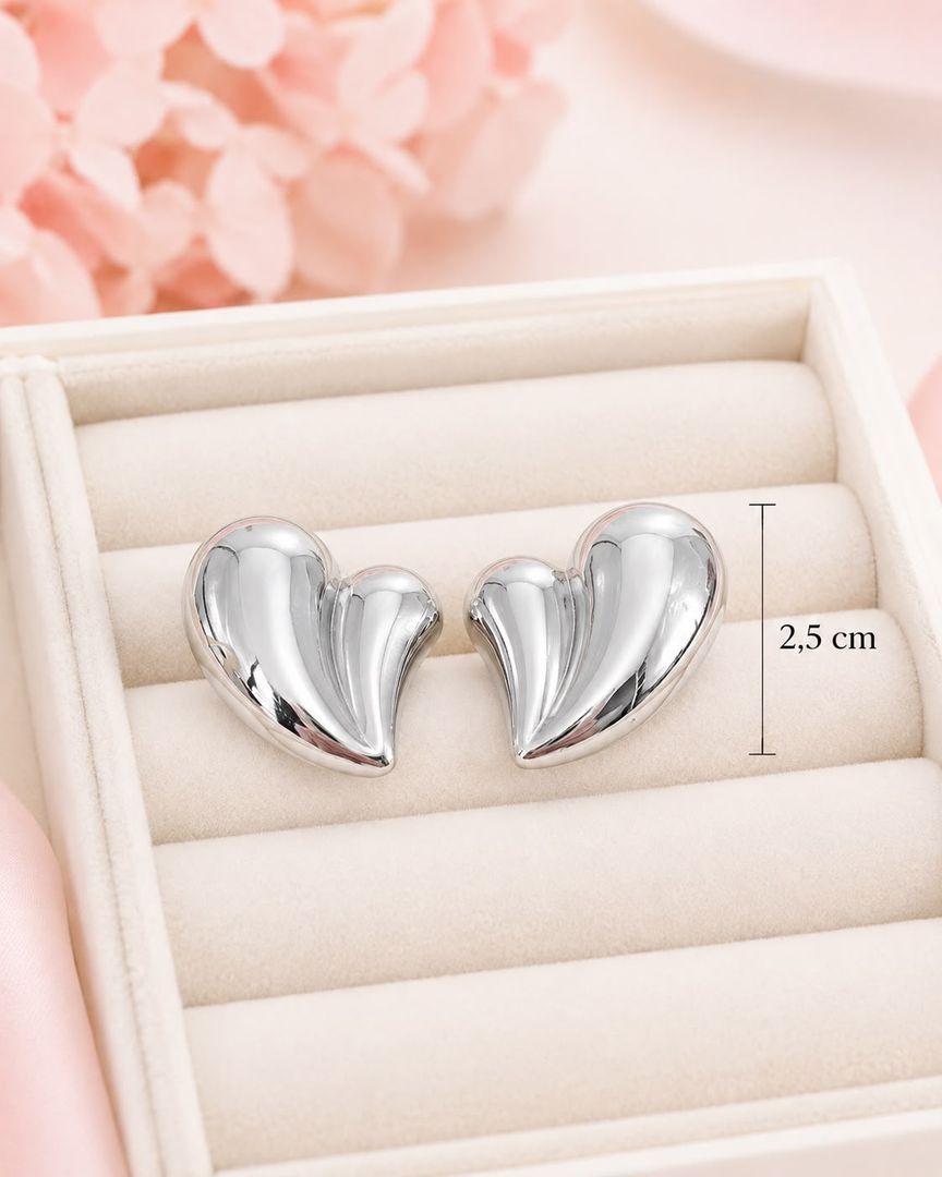 Maxi Topos Corazón Chunky Plateados