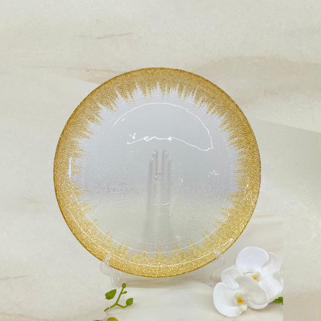 PLATO TRINCHE TRANSPARENTE FILO DORADO EN CRISTAL