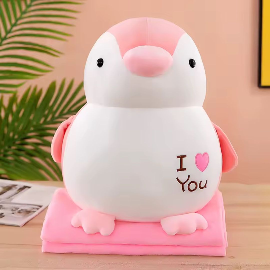 Cojín cobija pingüino 