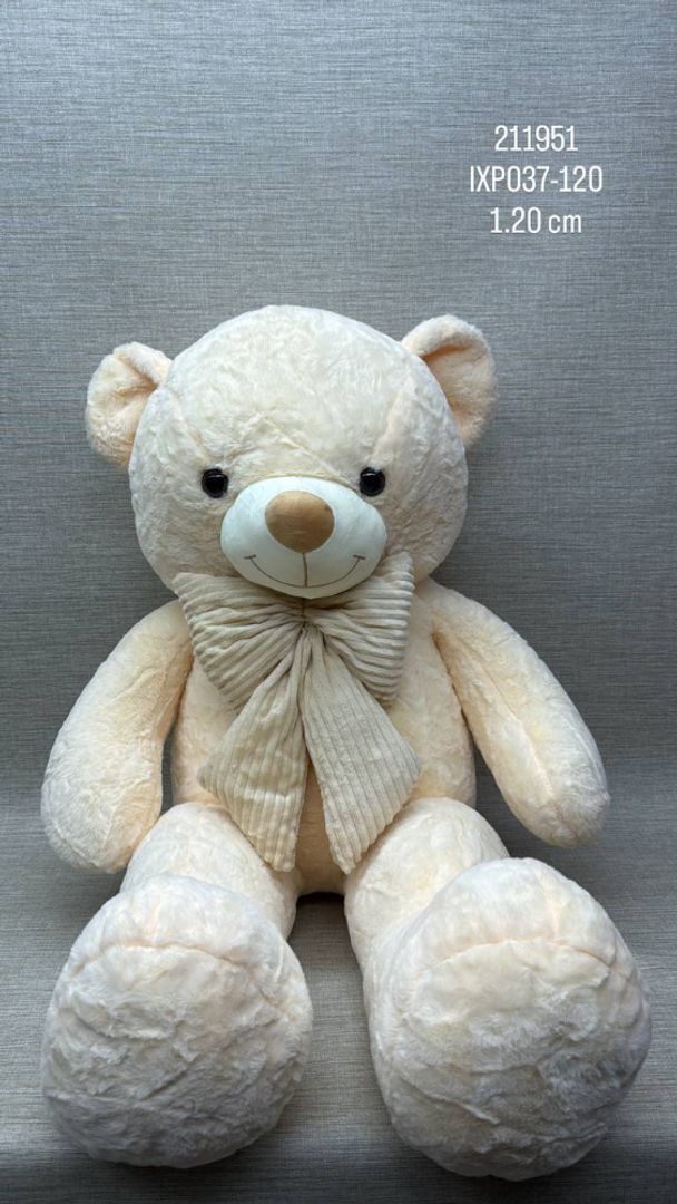 OSO PATAS LARGAS CREMA CON MOÑO 1, 20 CM