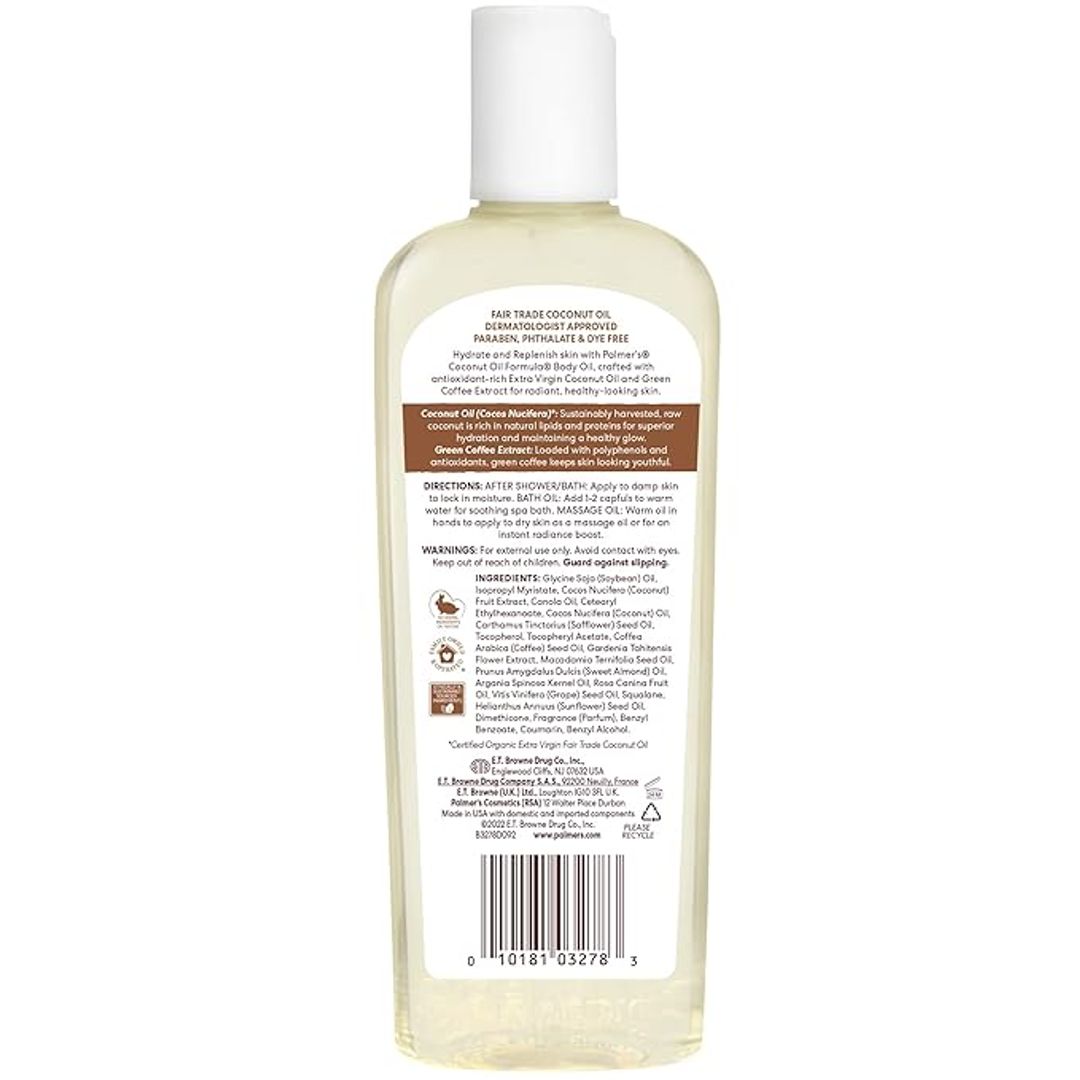 Aceite Corporal de aceite de Coco, hidratante corporal con extracto de café verde, 8.5 onzas