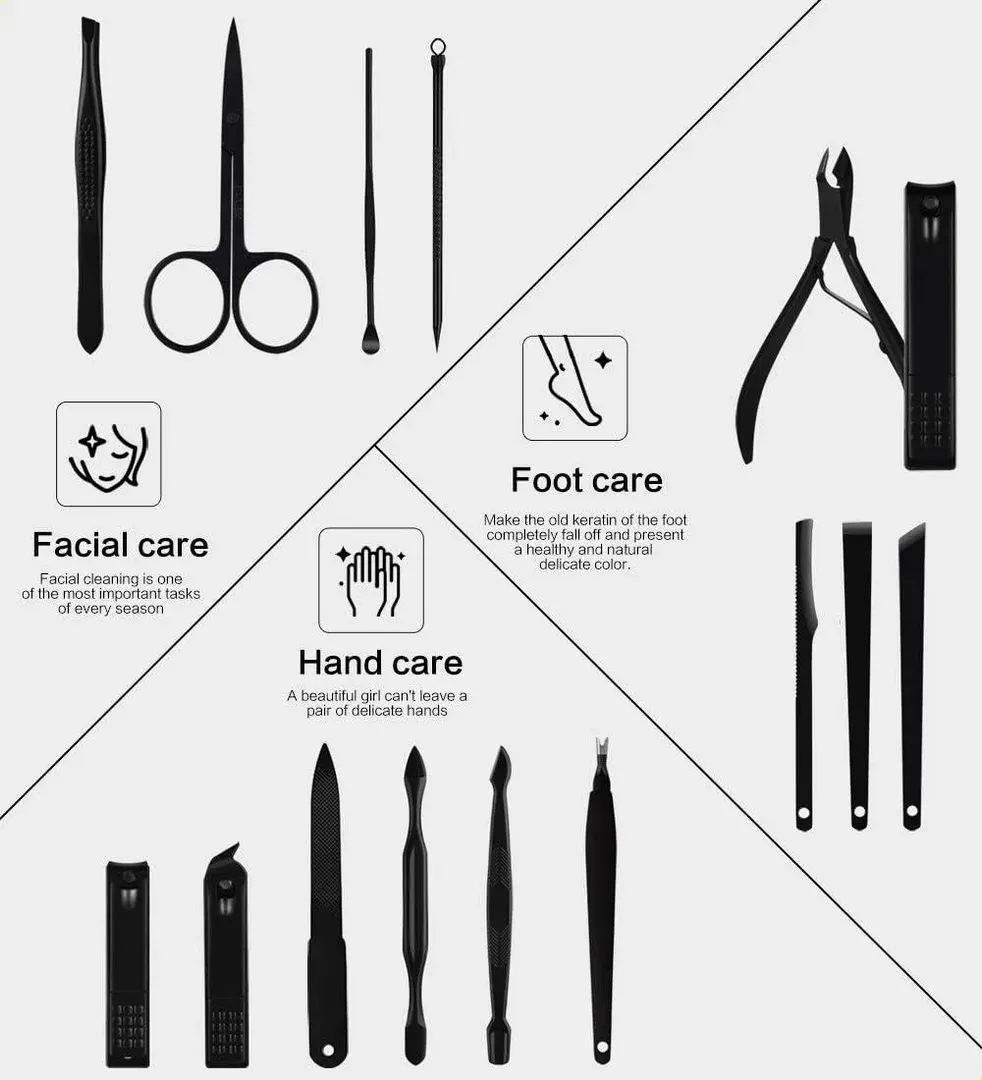 KIT DE MANICURE Y PEDICURE ESTUCHE LUJO 15 PIEZAS