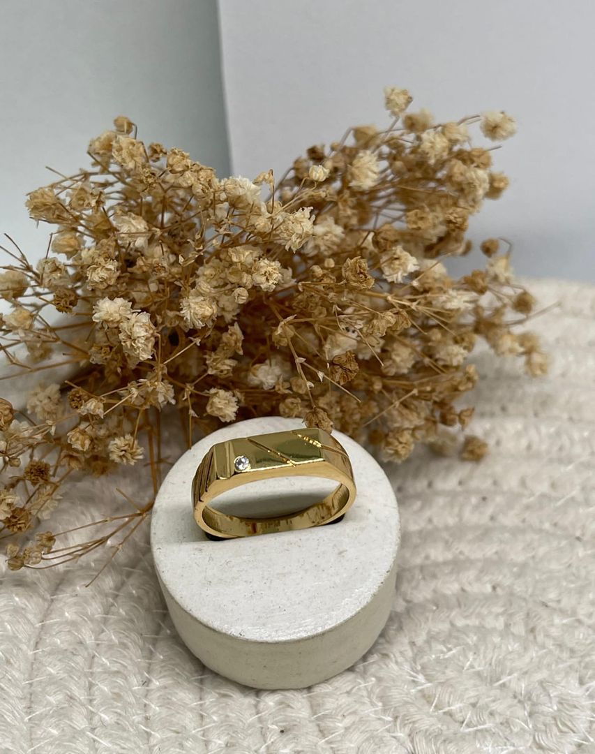 Anillo rectangular micro circon cristal liso