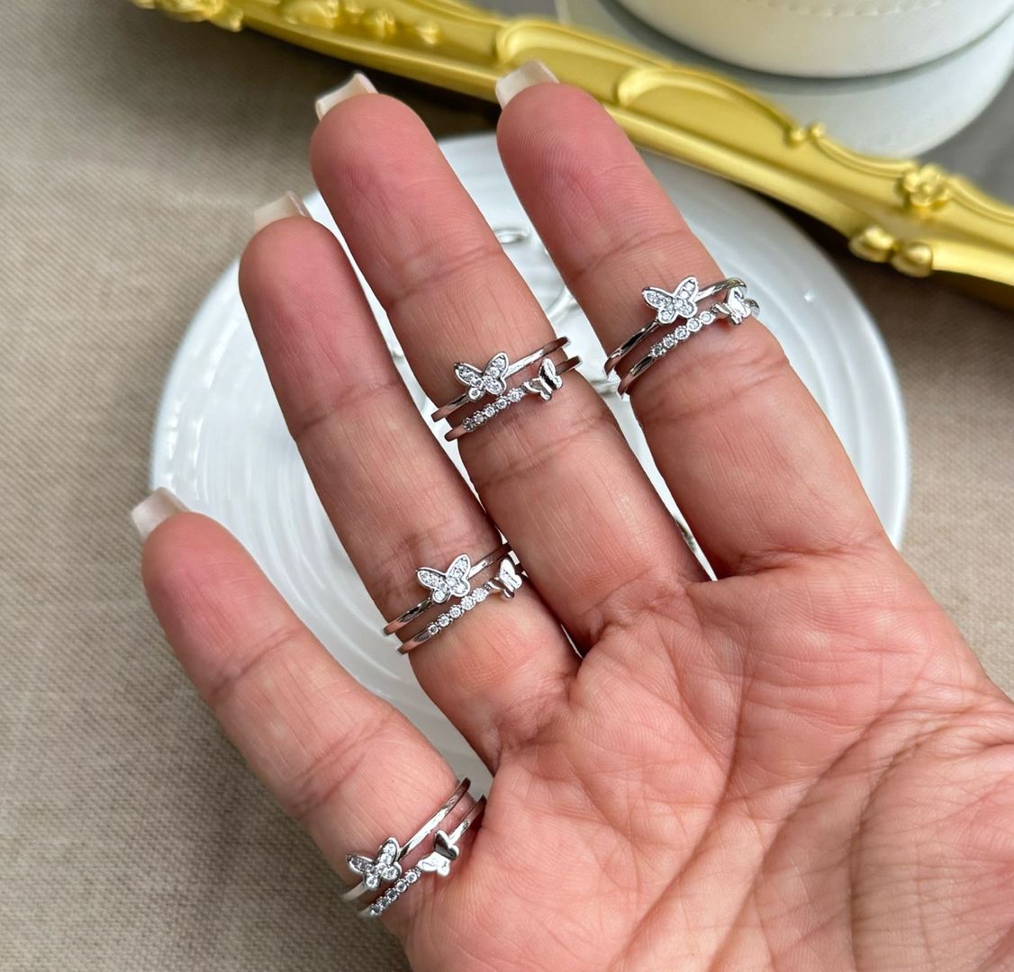 Anillos ajustables en rodio 