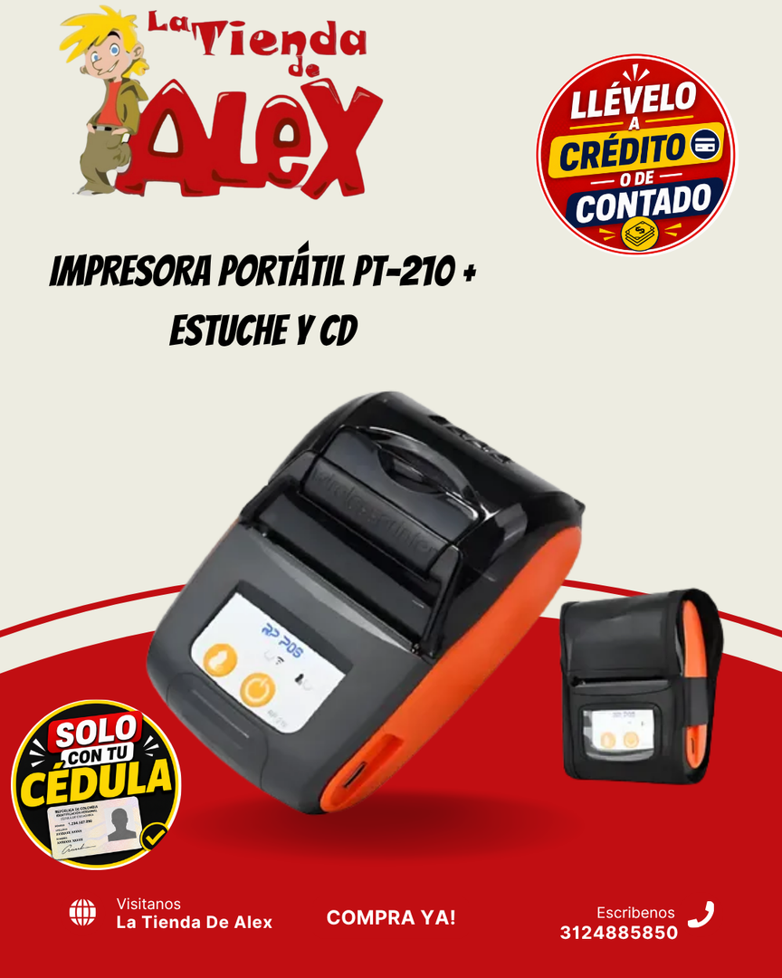 IMPRESORA PORTÁTIL PT-210 + ESTUCHE Y CD
