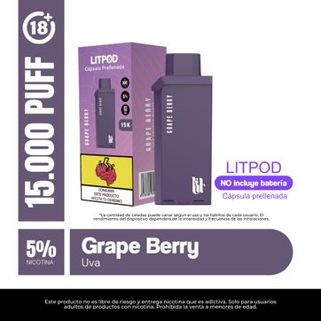 Imagen del producto Pod Lit Grape Berry 15.000 Puffs Recarga