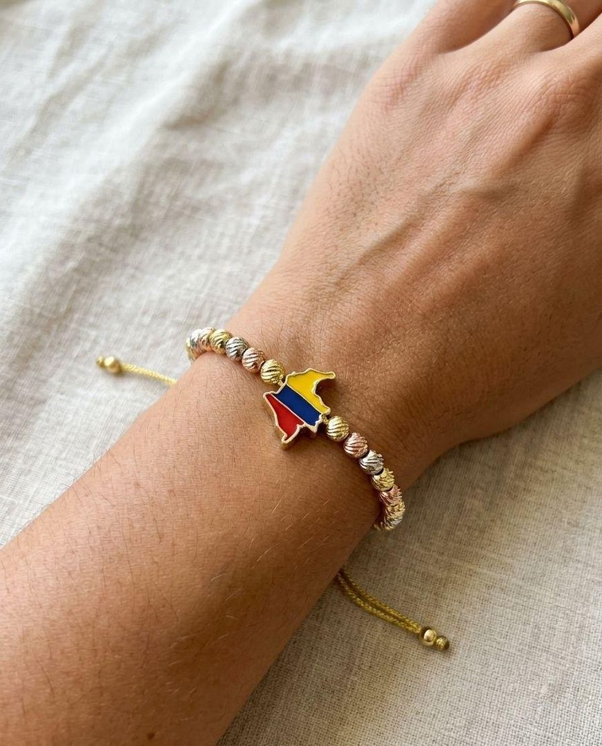 Pulseras Colombia en rodio 