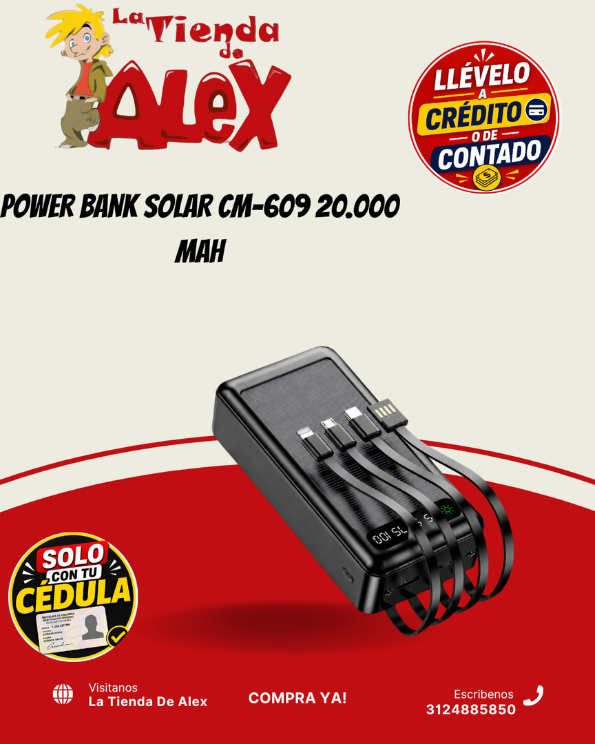 POWER BANK SOLAR CM-609 20.000 MAH