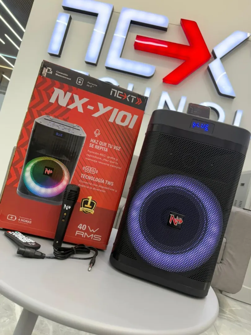CABINA PARLANTE BOCINA NEXT DE 8 LUCES LED NX-Y101 
