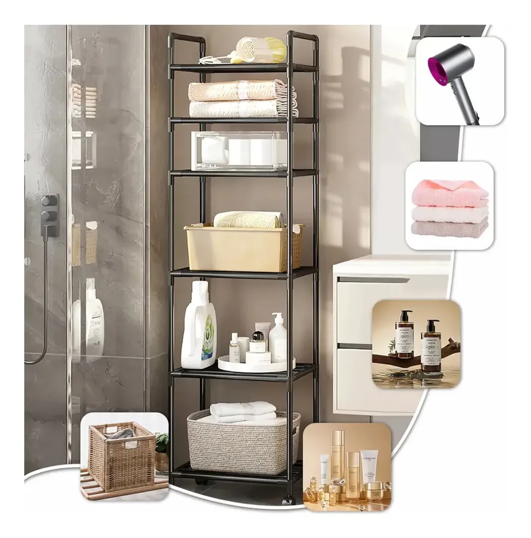 CARRITO METALICO ORGANIZADOR DE COCINA 6 ESTANTES HOOK