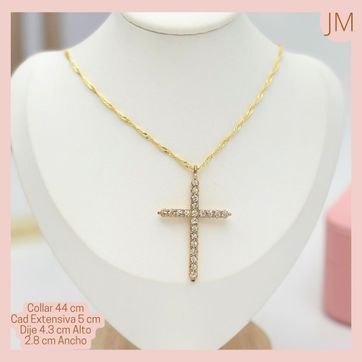 Imagen del producto Collar Rodio Dije Cruz circonada 