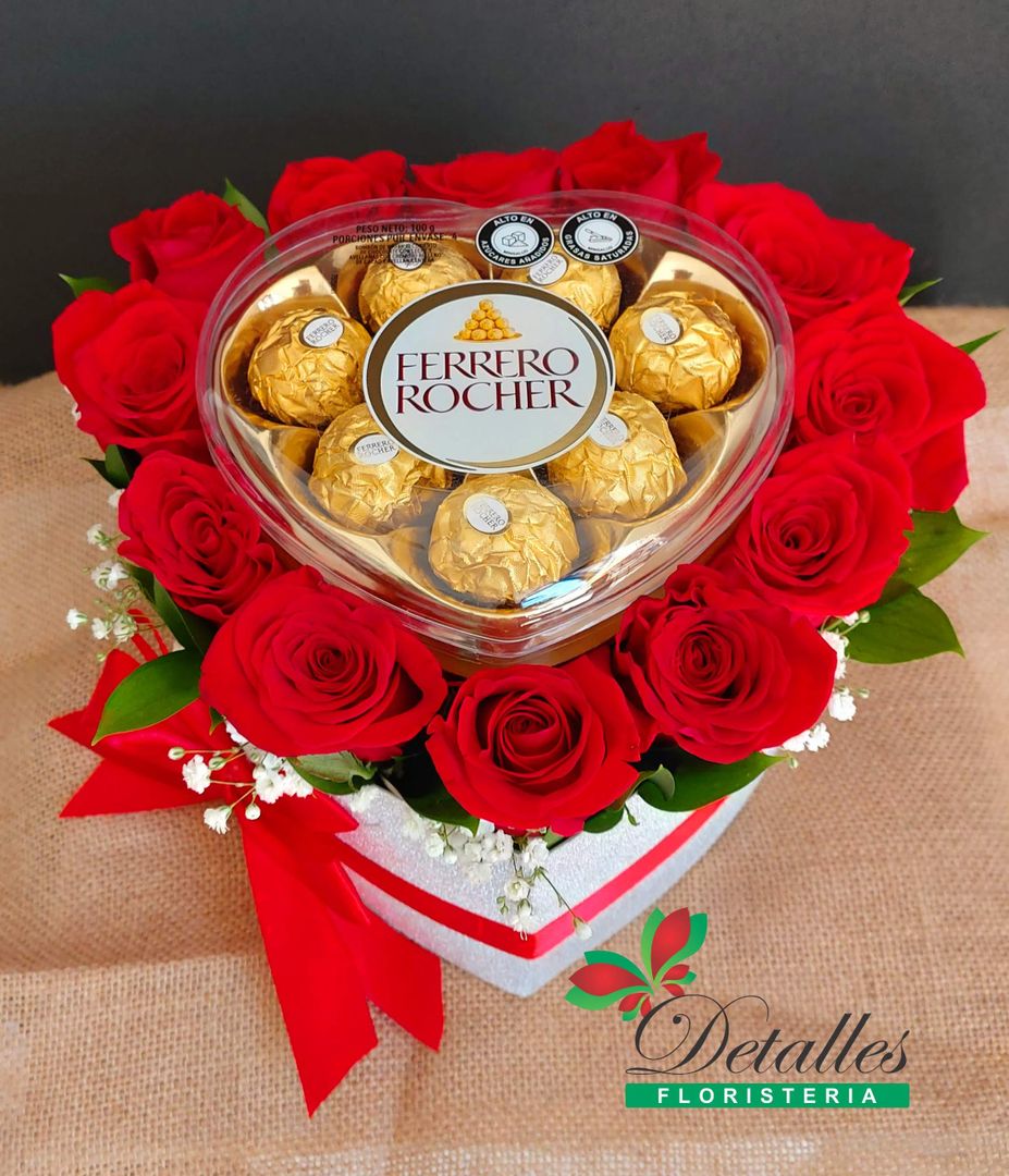 corazón ferrero y rosas