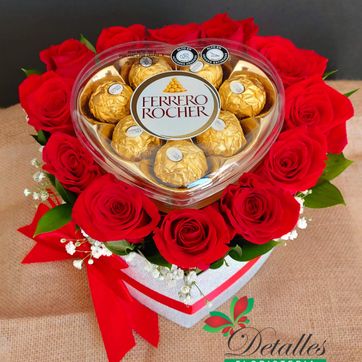 Imagen del producto corazón ferrero y rosas