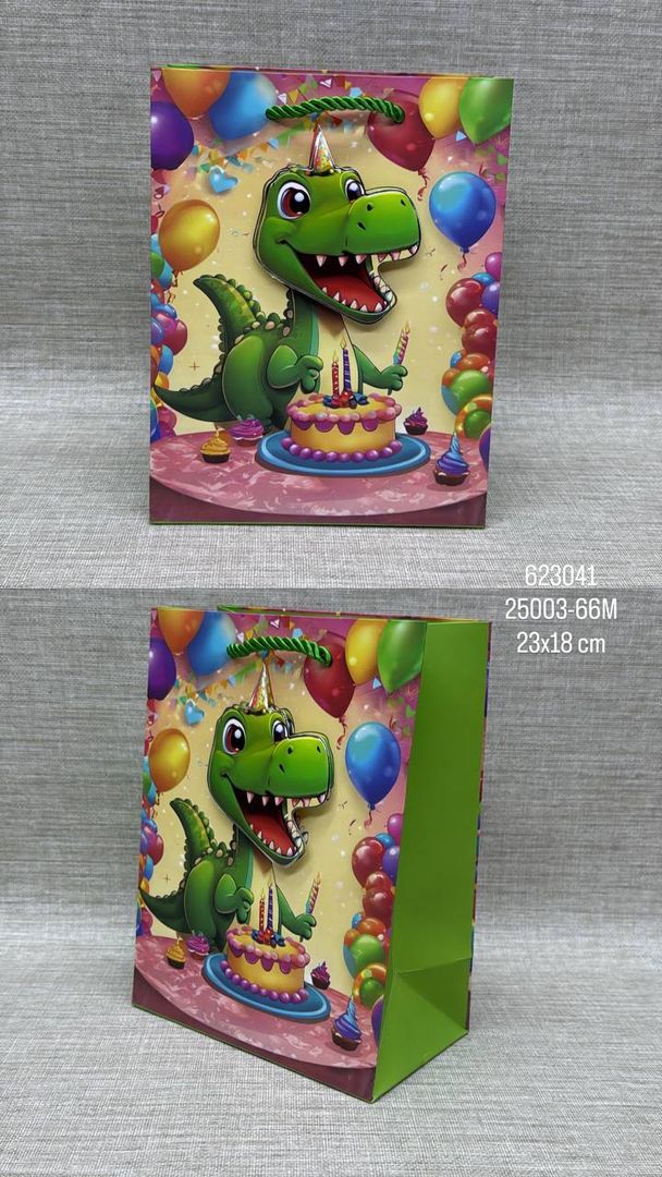 BOLSA DE REGALO SURTIDA DINOSAURIO 23x18 CM