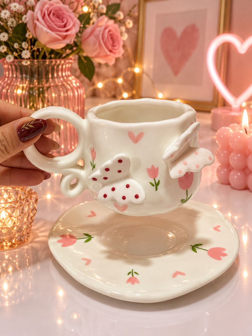 Set Mug plato mariposa 