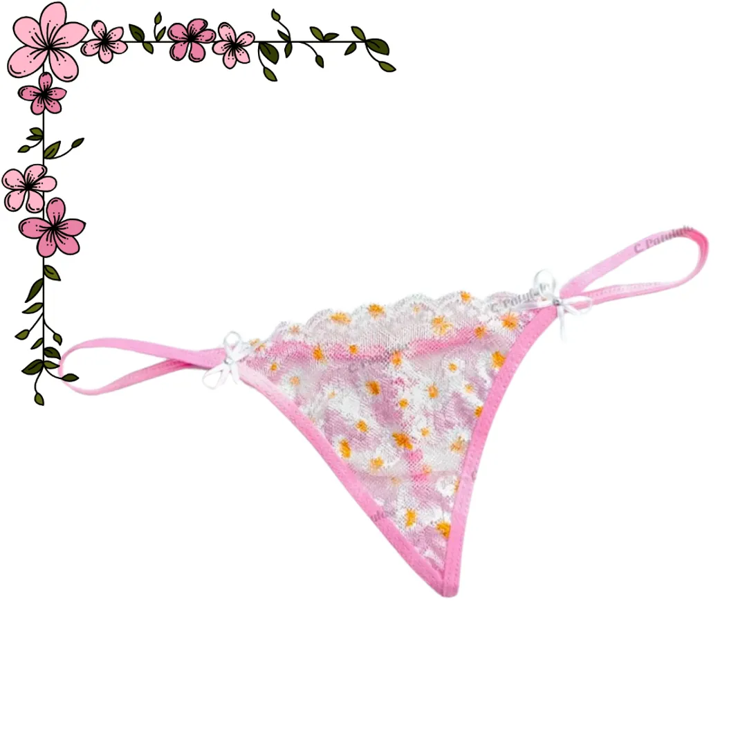 Tanga hilo en encaje con diseño