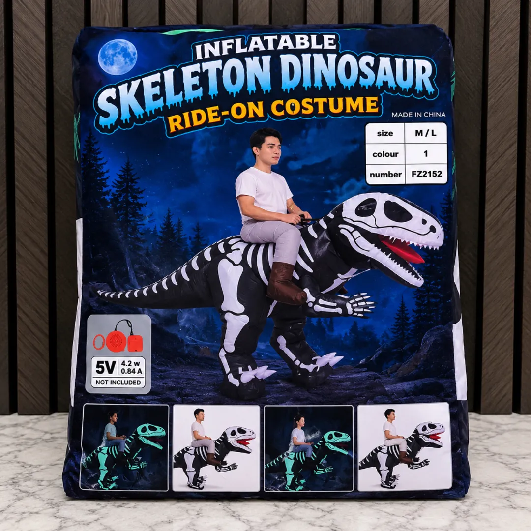 DISFRAZ INFLABLE ESQUELETO DINOSAURIO