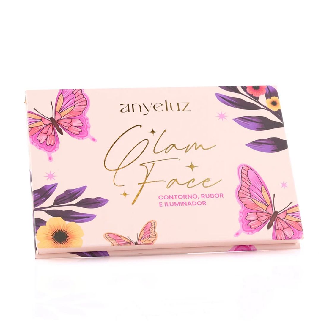 PALETA DE CONTORNO RUBOR E ILUMINADOR GLAM FACE ANYELUZ
