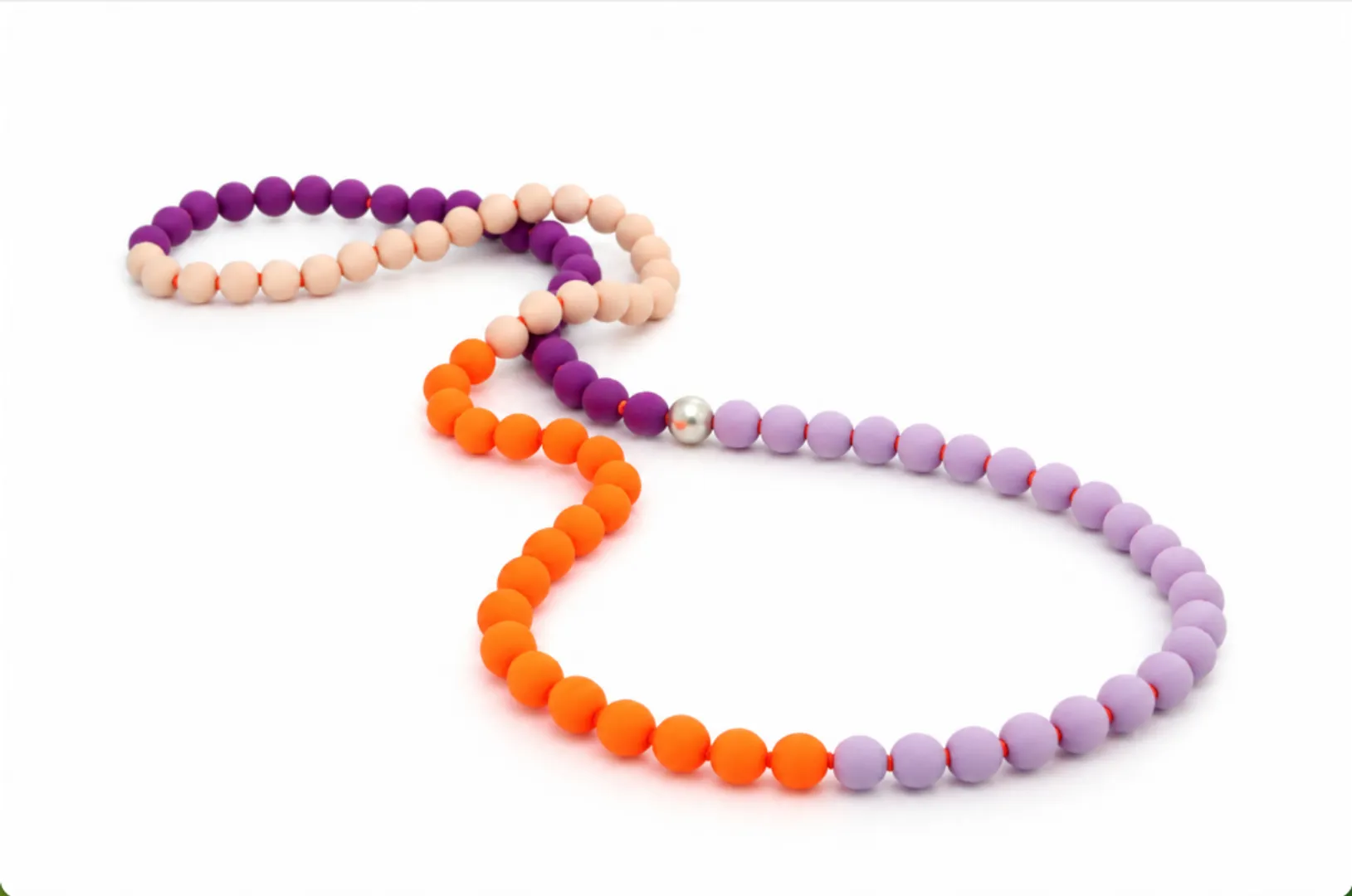 SINGLE SILVER SPHERE NEOPRENE NECKLACE