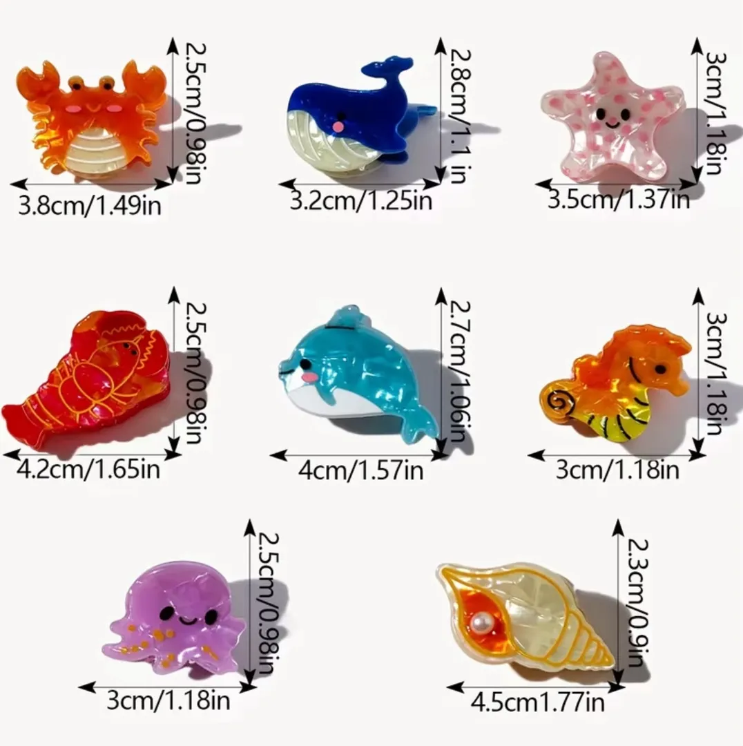 Lindo set de pinzas caiman animalitos de mar x 8 Un 