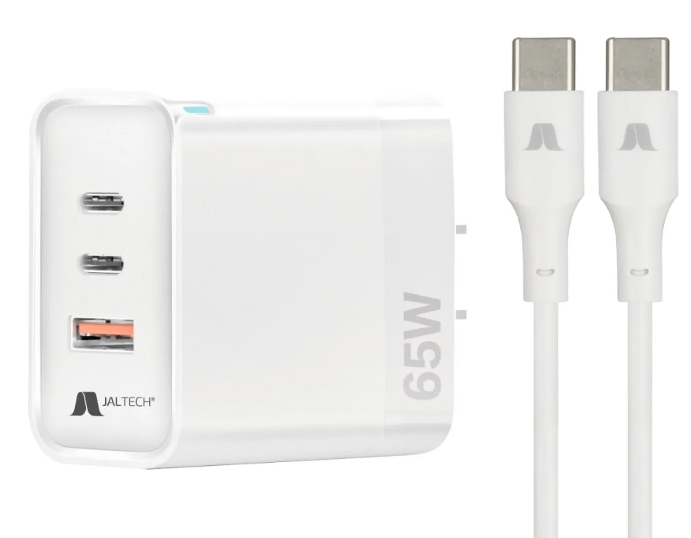 Cargador Jaltech 65W GaN 2 Tipo C y 1 USB