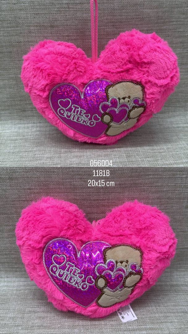 COJIN DE CORAZON SURTIDO 20 X 15 CM