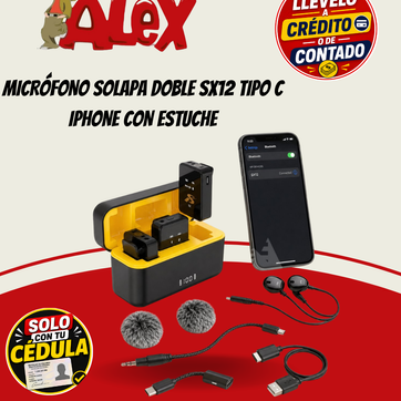 Imagen del producto MICRÓFONO SOLAPA DOBLE SX12 TIPO C - IPHONE CON ESTUCHE