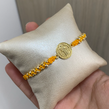 Pulsera San Benito balin liso e italiano 3mm tejido macramé  - imagen 1