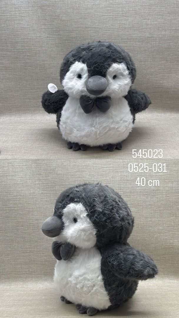 PINGUINO PELUDITO CON CORBATÍN NEGRO 40 CM