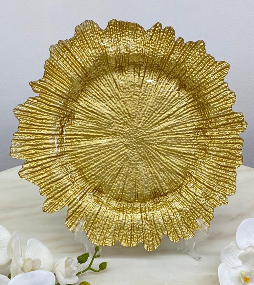 Plato Bajo Cristal Dorado